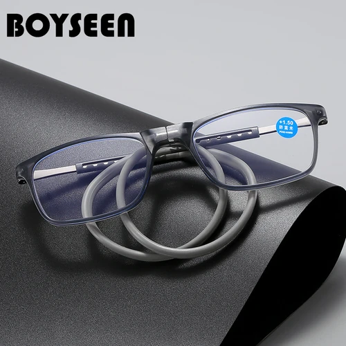 BOYSEEN Gafas de lectura magnéticas portátiles para hombres Gafas de lectura con imán para colgar en el cuello Gafas para presbicia Mujeres
