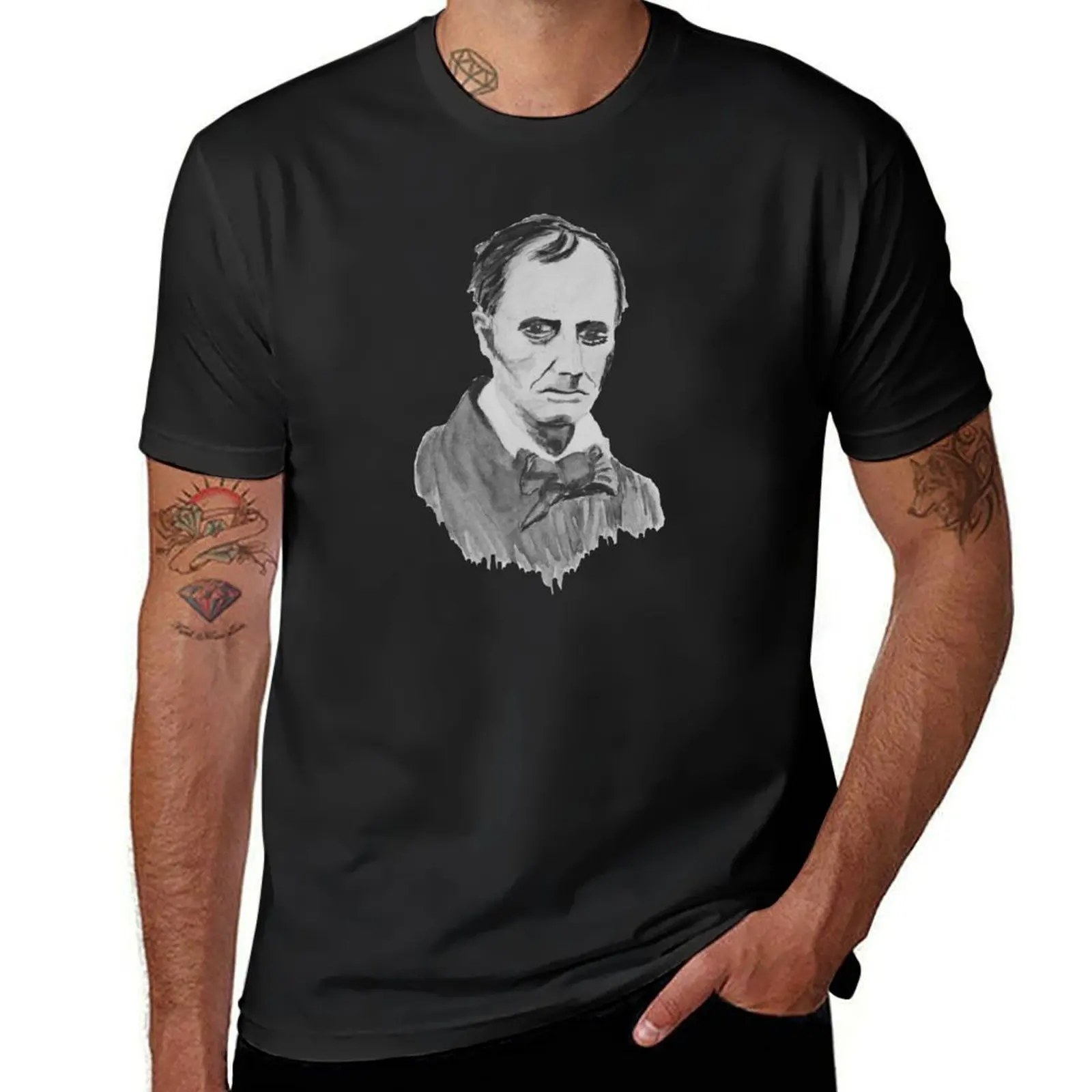 Portrait Charles Baudelaire T-Shirt customs quick drying mens plain t shirts