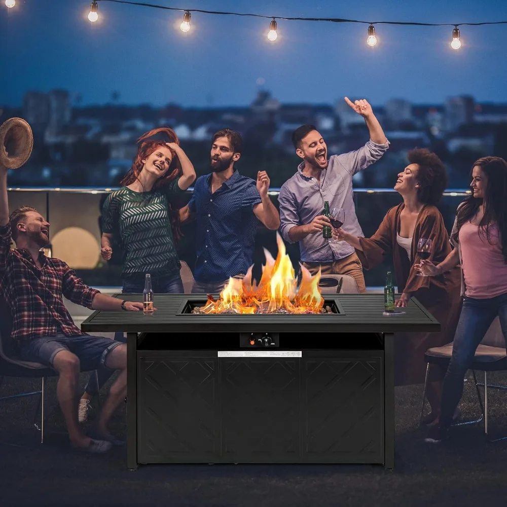 Gas Firepit Table,  Rectangular Outdoor Patio Propane, 0,000 BTU with Lid and Lava Rocks, Easy To Assemble, Fire Pits, 57’’