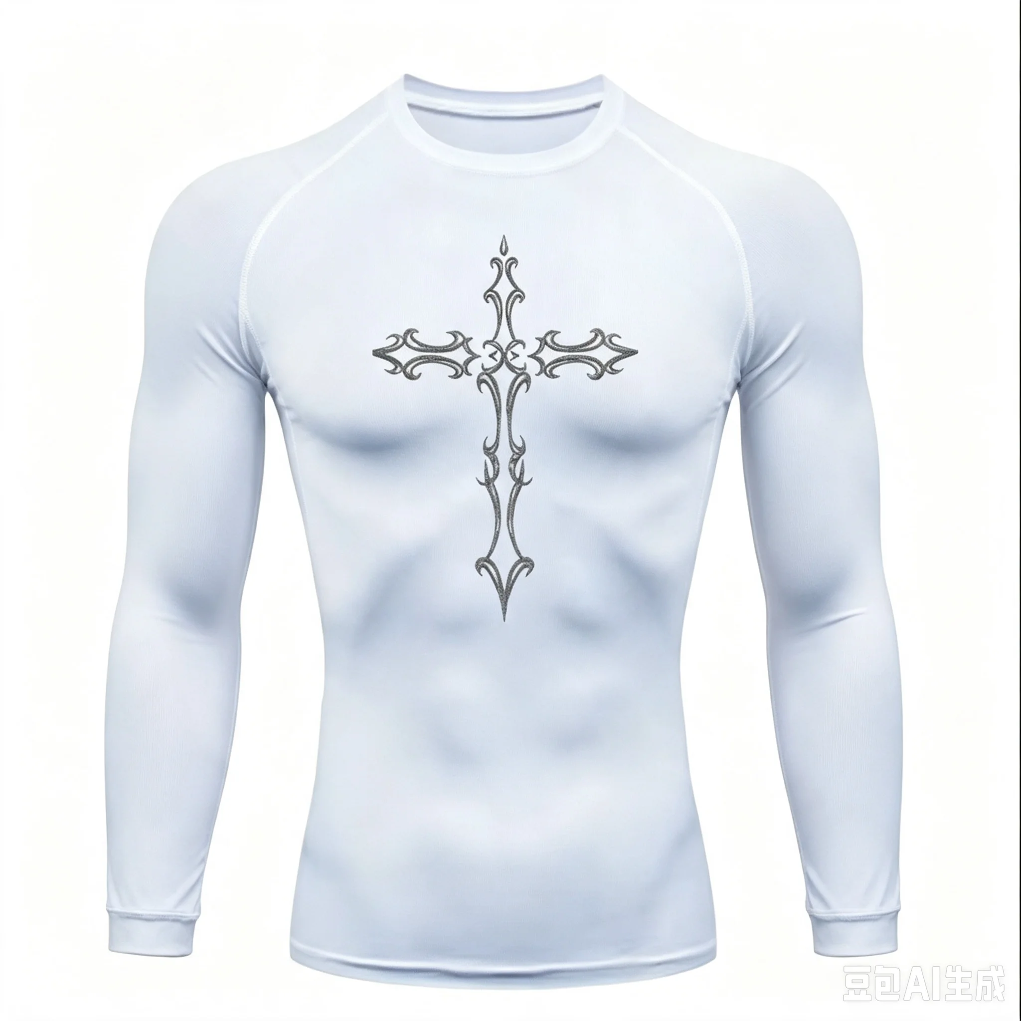 2026 Vintage Cross Print Men's Sports T-shirt Training Fitness Compression Shirt Gothic Pattern Sport T-Shirts Gym Fitness