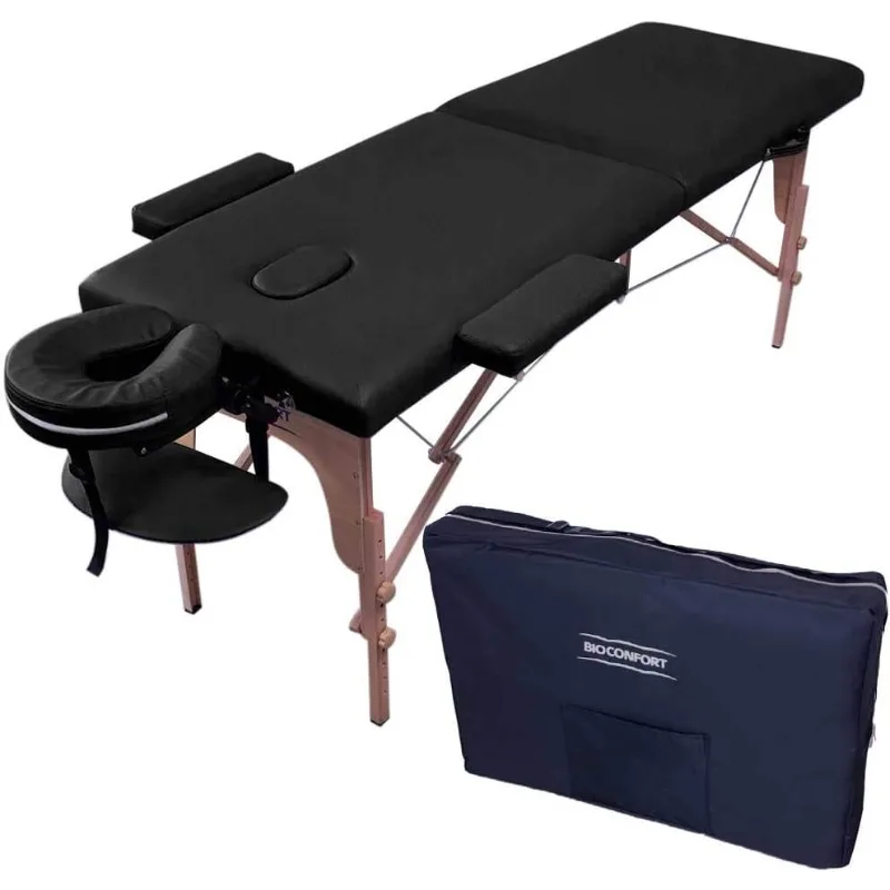 Cama masaje Camilla 180X60cm Plegable Portatil fisioterapia Faciales Tatuaje Ligera SPA (Negro)