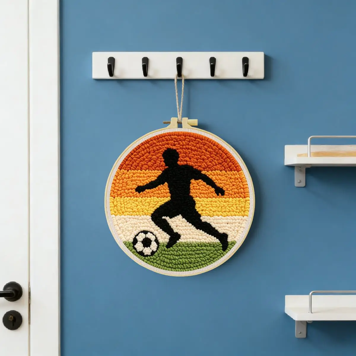 20X20CM/7,87 Zoll Fußball-Stickset, Punch-Nadel-Stickset, Stickerei, gestrickte Stickerei, DIY, handgemachtes Geschenk, Nähkunst – Detail 2