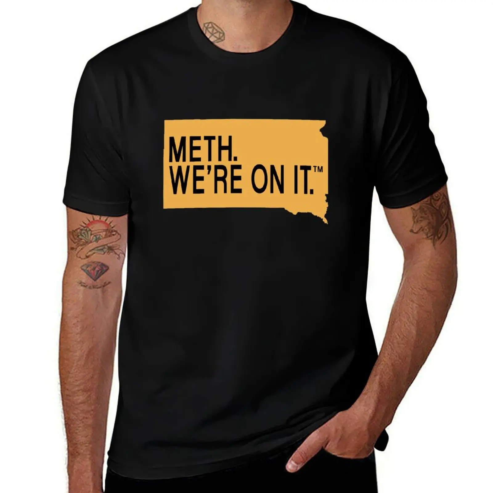 

meth. we're on it. T-Shirt t shirt man casual funny t shirts dark humor t shirts for man cotton funny T-Shirt