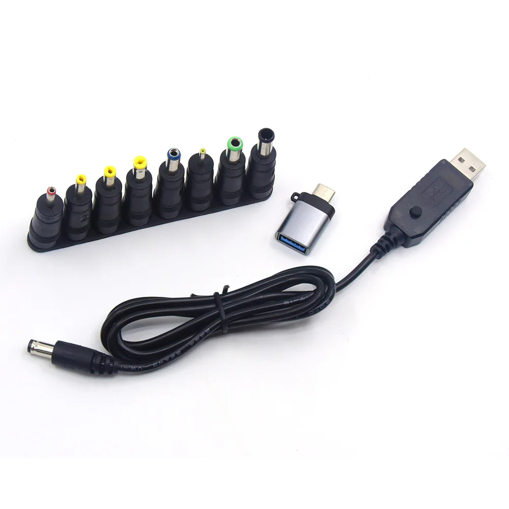 DC 5V-12V Adjustable Voltage Step 0.2V QC 3.0 USB Power Cable For 12V WiFi Router,Light Cat, switches and other other 12V Device