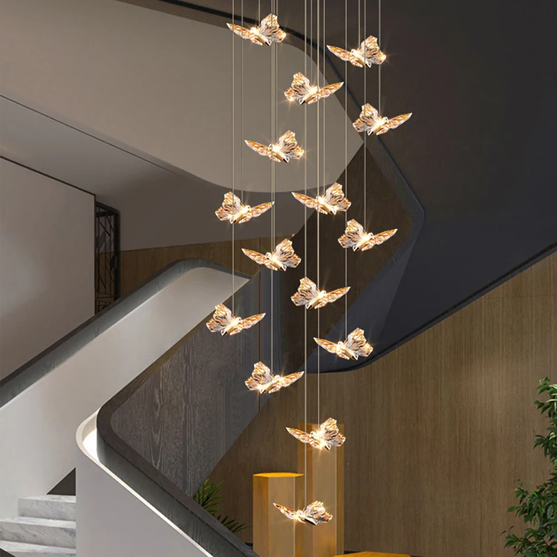 

Modern luxury high-rise building decoration LED lights, staircase pendant lights, living room pendant lights, indoor lighting