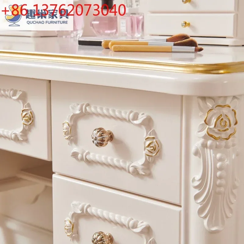 2026 European Dressing Table, Internet Celebrity Princess Makeup Table, Solid Wood Dresser