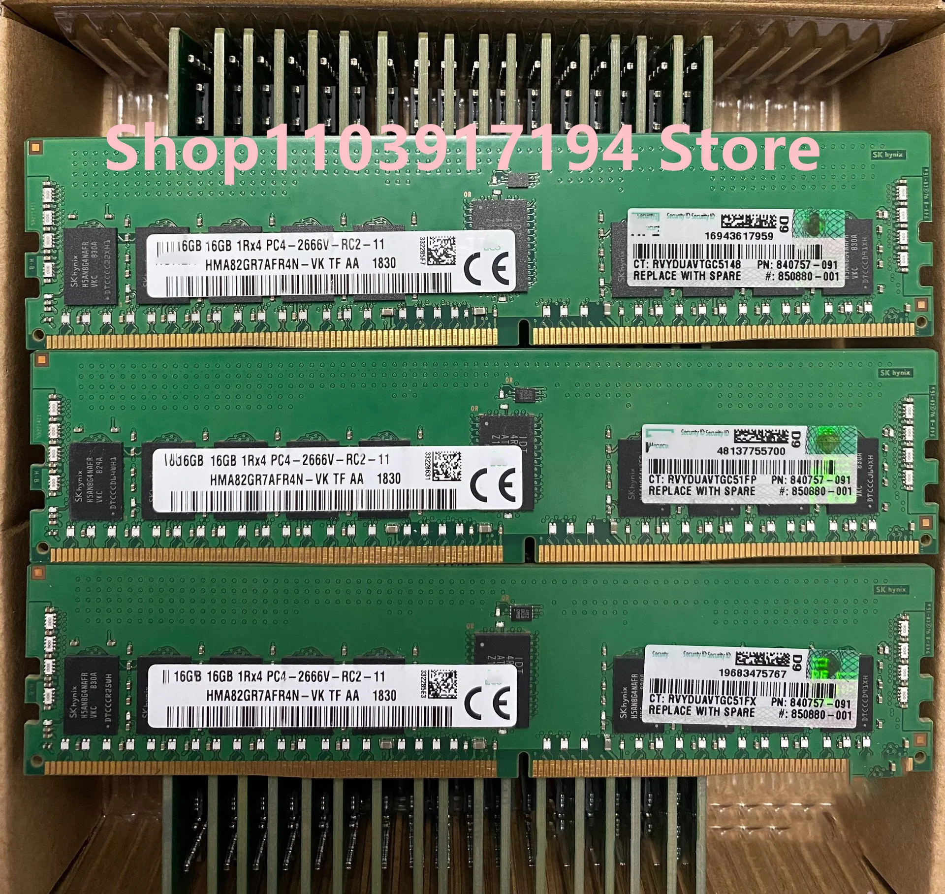 FOR  SK 16G 1RX4 2666 REG ECC Two-way server memory  RDIMM  PN:840757-091  #850880-001