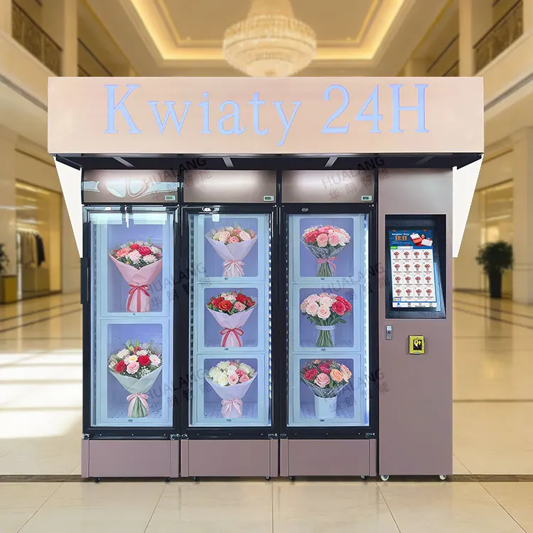 2.6 Meters Big Capacity Flower Vending Machine Self service Flower Shop Floral Bouquet Refrigerator Credit Card Coin
