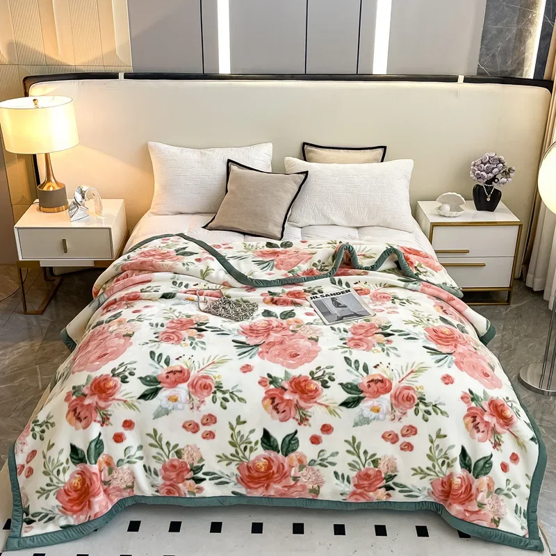 New Double-layer Thickened Raschel Blanket High Weight Soft Anti-static Bedclothes Winter Home Office Sofa Car Warm Blankets