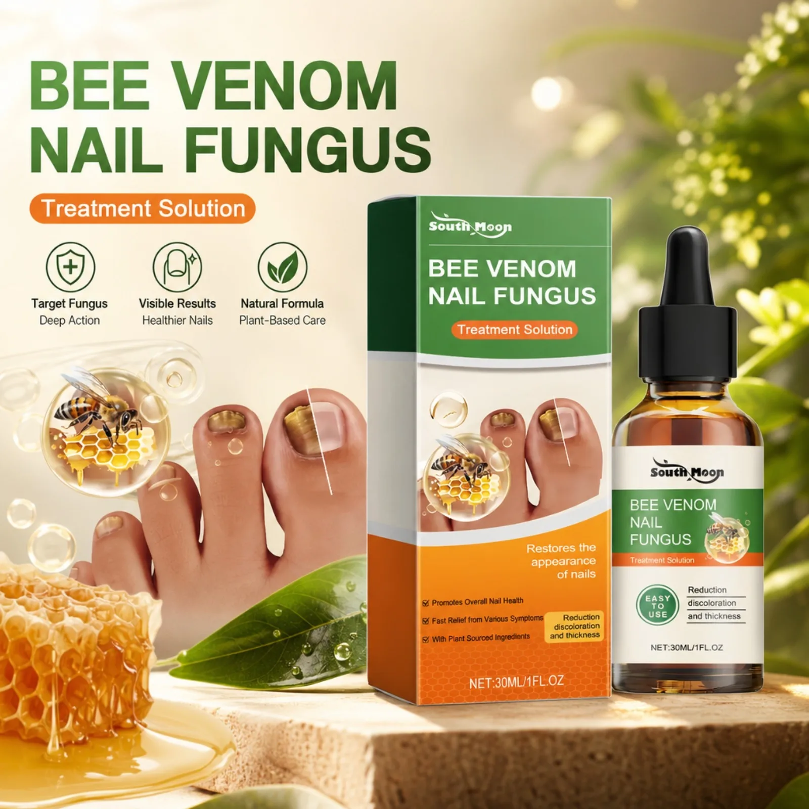 Bee Venom Nail Care Solution Health Maintenance Repair Nail Discoloration Thickening Hand Foot Nail Daily Care Essence