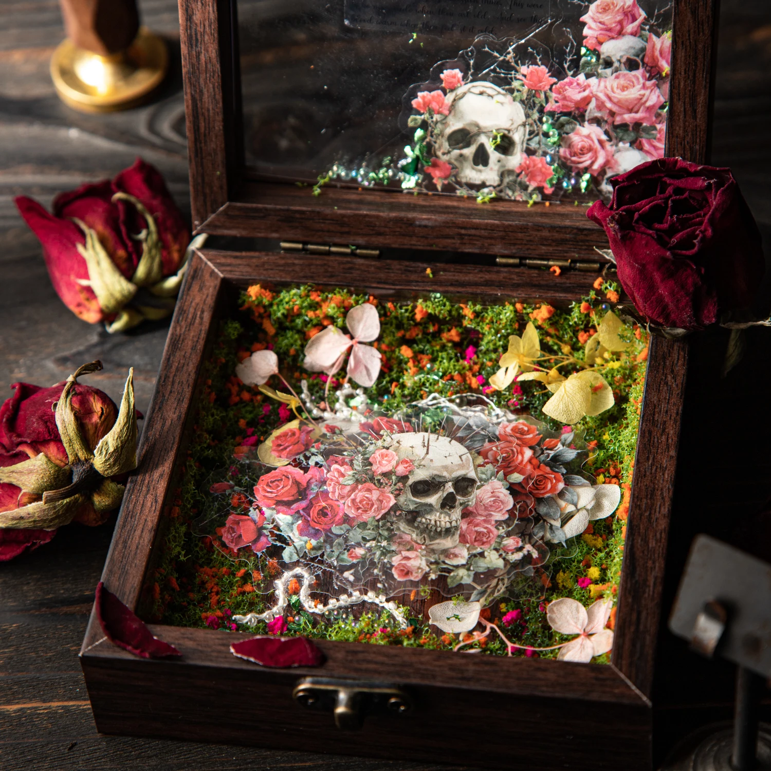 30 ورقة/حقيبة رعب قوطي داكن على شكل وردة تحت عنوان PET ملصق حزمة DIY بها بنفسك سجل القصاصات جراب هاتف دفتر الديكور الحرفية