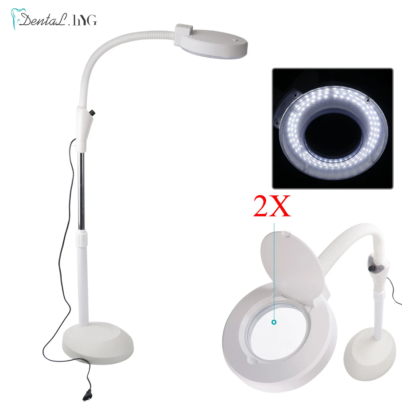 

220V 2X Circline LED Lamp Magnifying Glass Cold Ligth Operation Floor Shadowless Lamp Magnifier for Beauty Salon Nail Tattoo