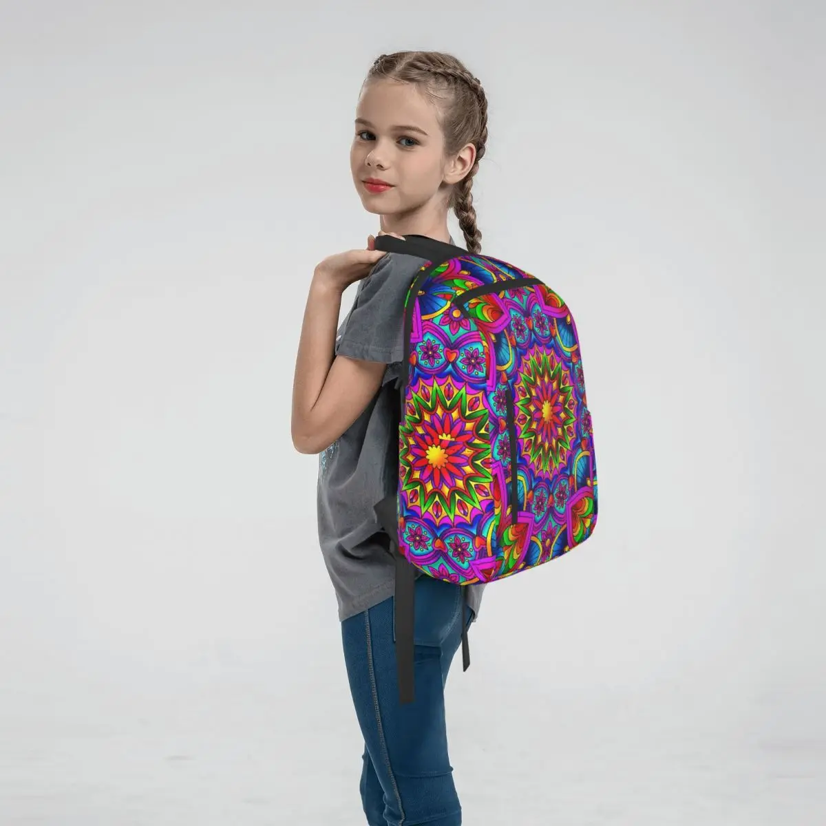 Psychedelic Summer Color Mandala Print Backpack Daypack Boys Girls BookBag School Bag Shoulder Bags for Men Women