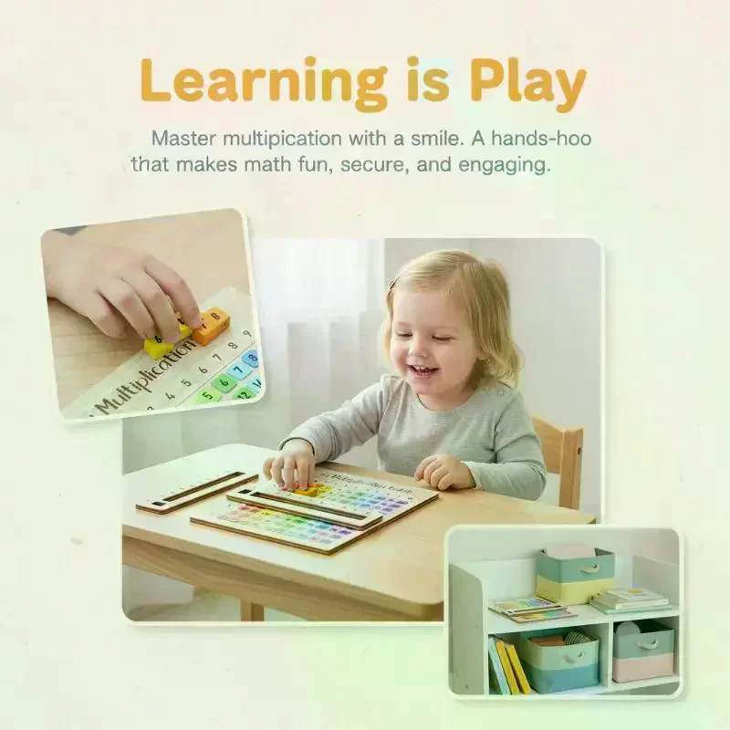 Multiplication Table Wooden Board Set — Natural Wood Learning Boards for Math Class & Back-To-School Gifts