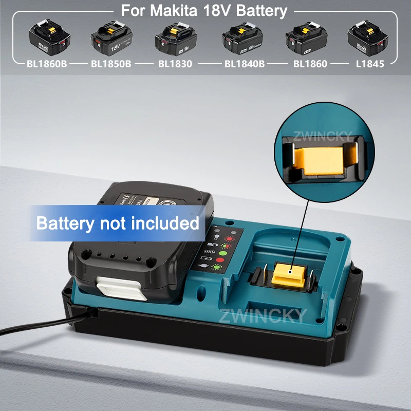 

Replacement 18V DC18RD Dual Ports Battery Charger for Makita 18V Lithium Battery BL1830 BL1840 BL1850 BL1850B EU/US/UK/AU Plug