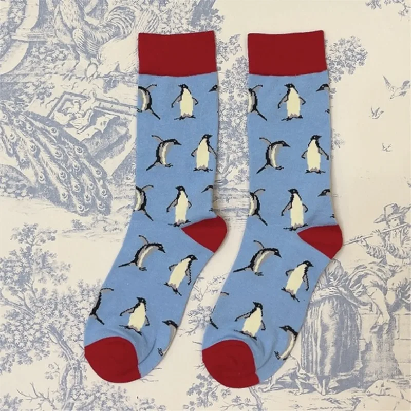 Skarpetki dla dorosłych Crew Cotton Silly Penguin Funny Lovely Cute Animal Antarctica Winter New Cartoon Original Design Street Fashion Sox — zdjęcie 3