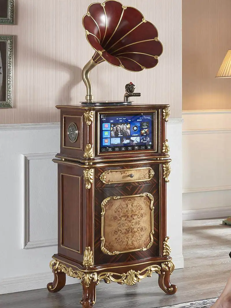 Gramophone retro living room European family, multimedia KTV song-ordering vinyl record player