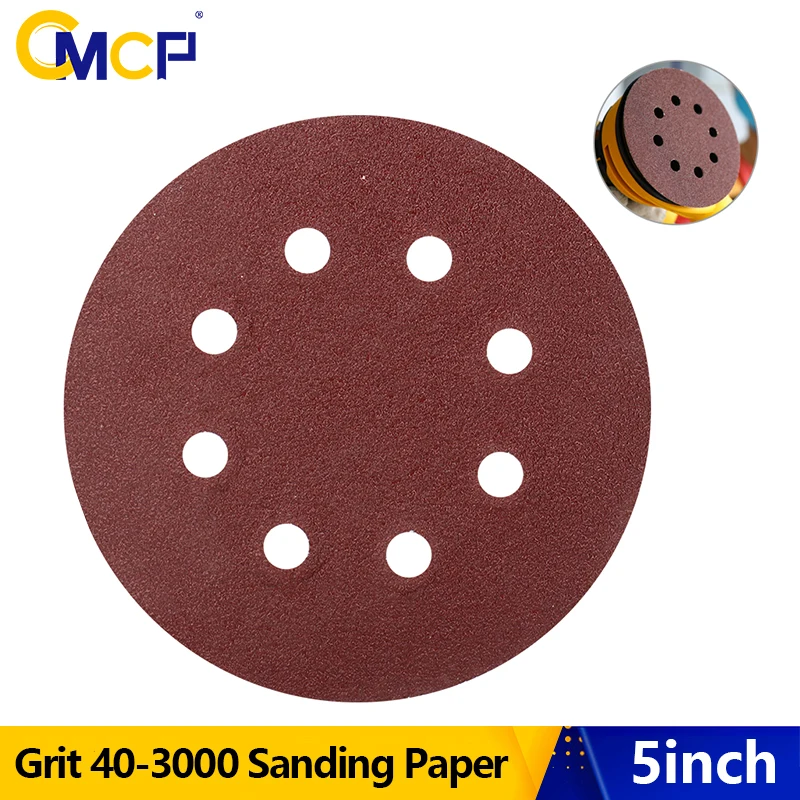 

Abrasive Pad Sandpaper 5inch 125mm Sanding Disc 8 Holes Hook & loop Sanding Paper for Wood/Metalworking Polishing Tools