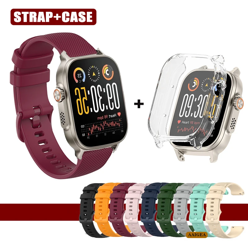 2in1 Multicolor Sweatproof Silicone Strap+Transparent Case For Realme Watch 5