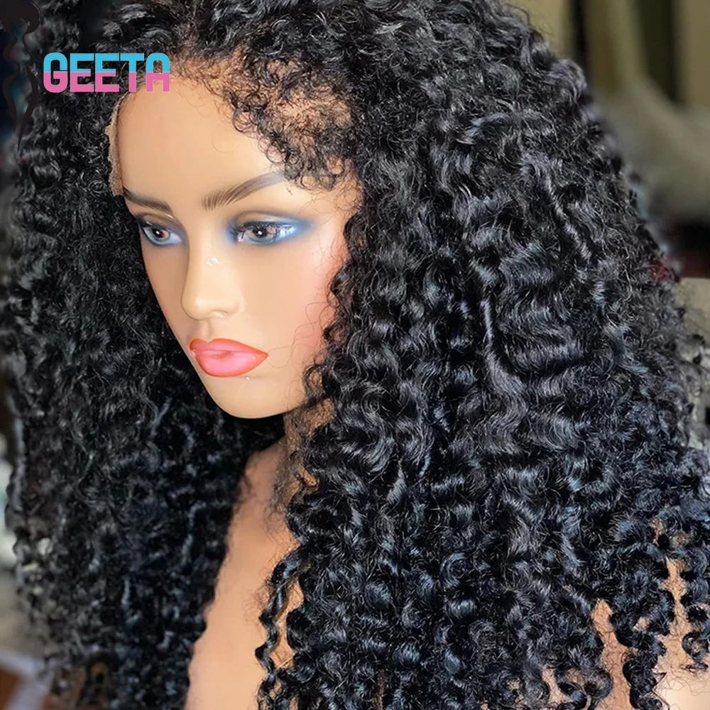 

Deep Wave Edged Wig Human Hair Lace Frontal Wig Transparent Lace Front Wig With Curly Baby Hair 4C Kinky Edges Natural Hairline