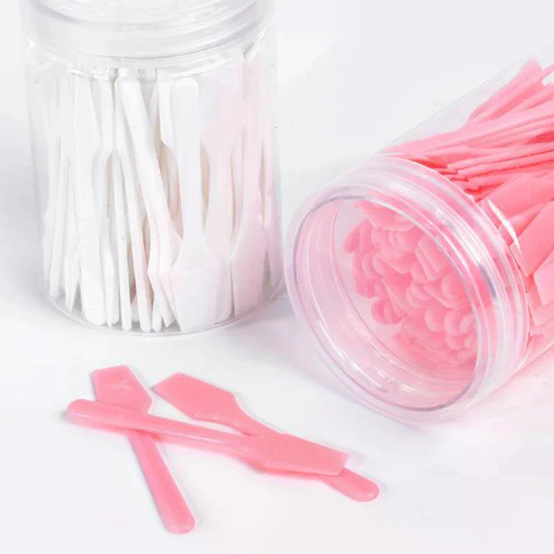100 Pcs/Jar Mini Cosmetic Spatula Scoop Face Cream Makeup Mask Mixed Spoon Beauty DIY Tools Eye Facial Makeup Applicator Sticks