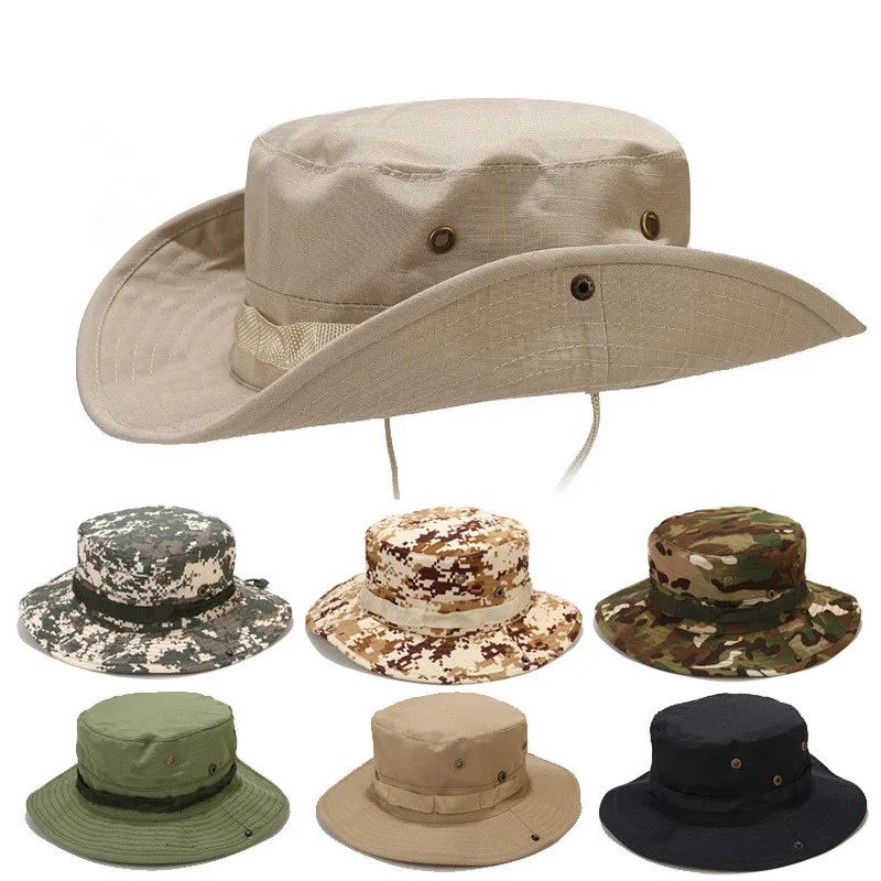 Tactical Camouflage Fishing Cap Military Hat Army Caps Men Women Outdoor Sports Sun Boonie Bucket Hiking Climbing Hats