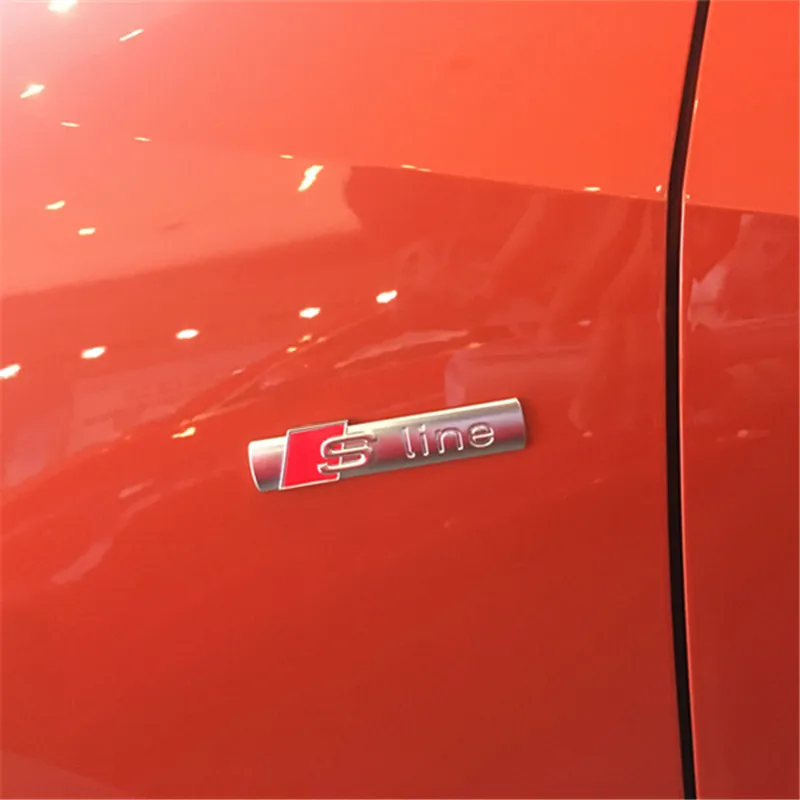 1 قطعة ثلاثية الأبعاد سيارة معدنية ملصق S خط شعار شارة الديكور لأودي Sline A3 A1 A4 B8 B7 A6 C7 A5 A7 A8 B9 B6 C6 Q2 Q3 Q5 Q7 Q8 TT #6