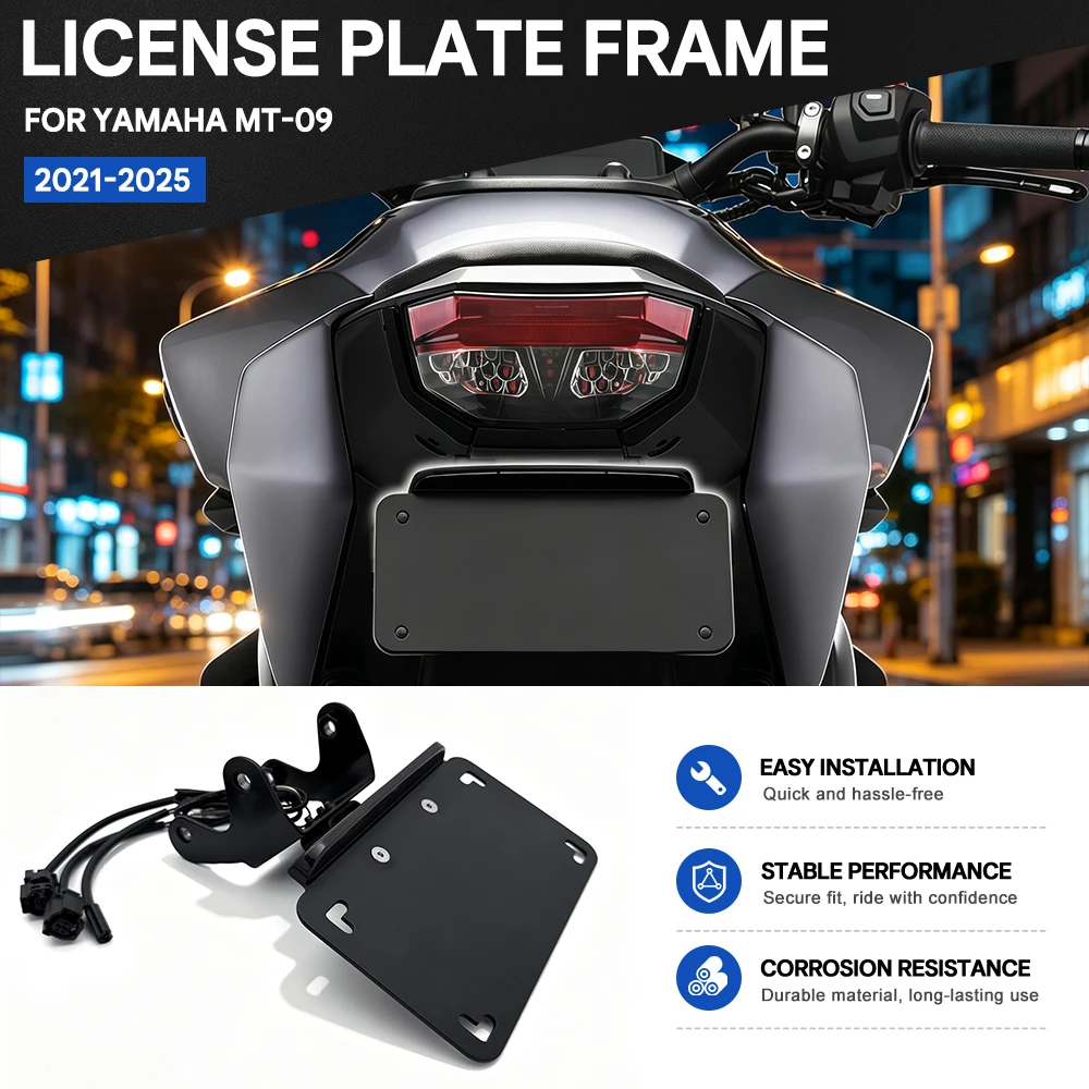 Fit for Yamaha R1 / R1M 2021-2025 Adjustable Short Tail License Plate Bracket with Pre-wired Harness