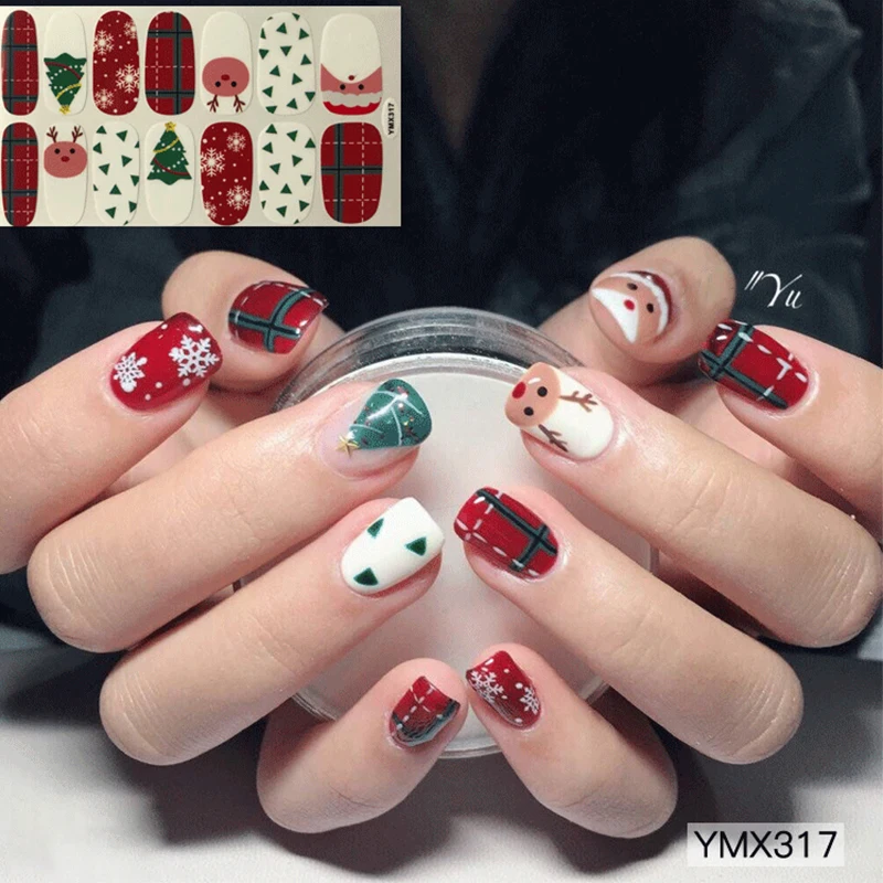 New Year Nail Sticker Shiny Nail Art Decor Sticker for Nail Decoration Nail Wrap Full Cover 3D Nail Sticker for Christmas