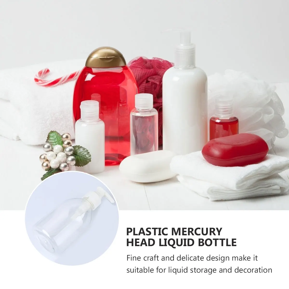 

4pcs 350Ml Alcohol Plastic Empty Bottles Press Pump Dispensers Refillable Cleaning Gel Soap Sub Holders For Home Outdoor Use