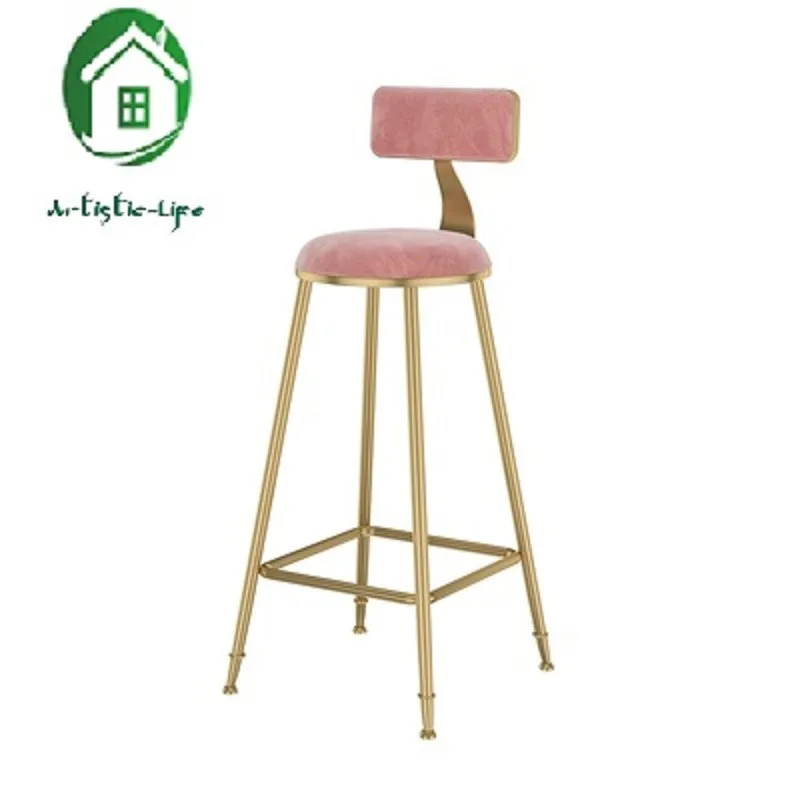 Artistic Life Nordic light luxury ins bar stools simple fashion bar chair bar stool backrest high foot stool net red bar stool