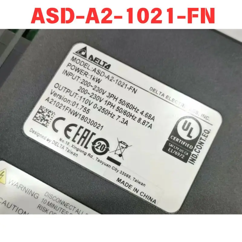 Used OEM disassembled parts Servo driver ASD-A2-1021-FN Functional test OK
