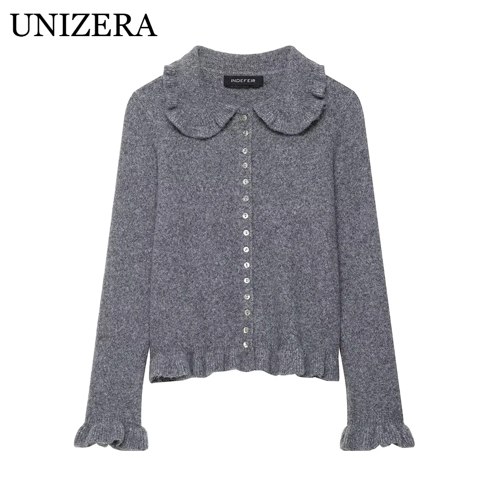 

Европейская и американская осенняя новая женская многослойная вязаная куртка-кардиган с лацканами и длинными рукавами