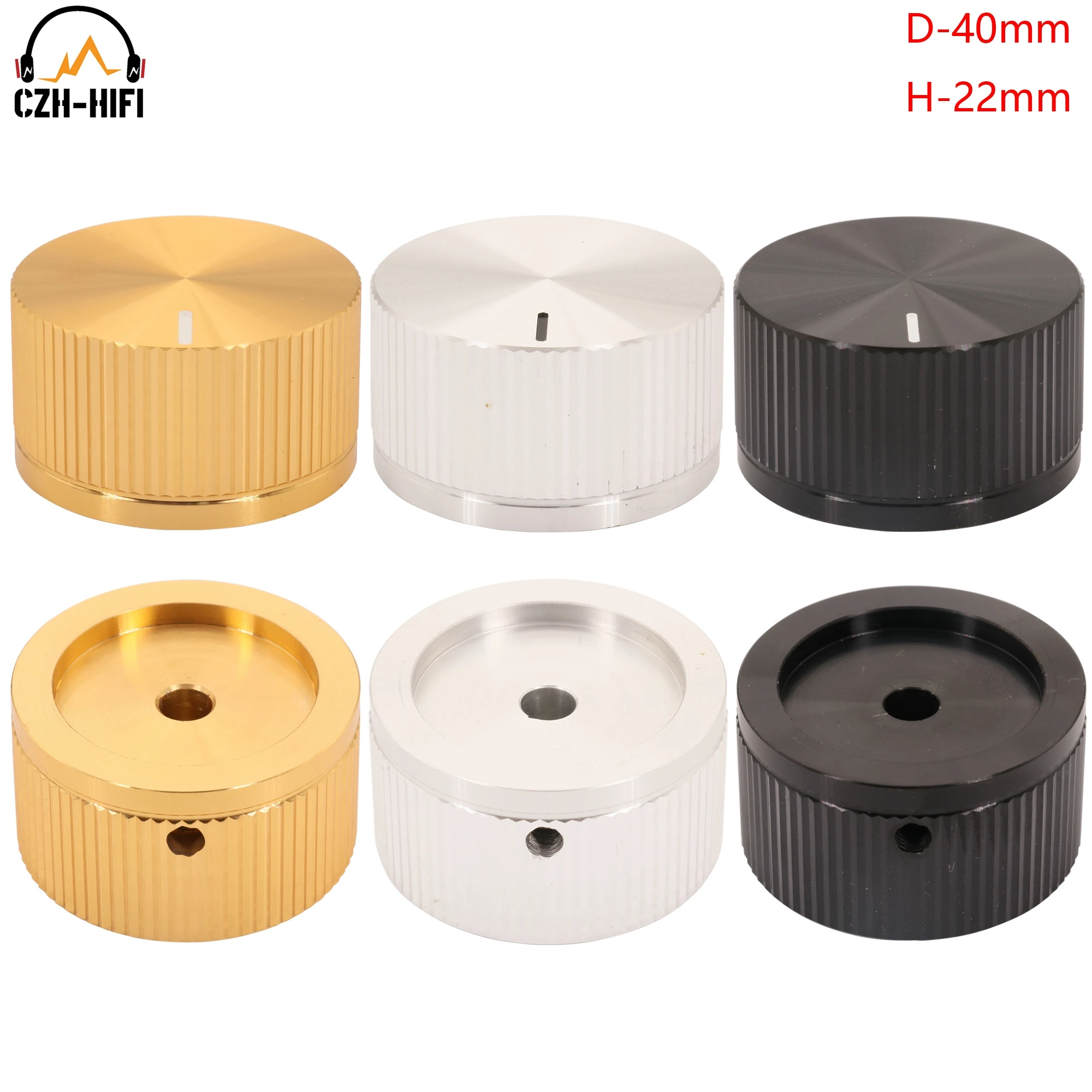 

1pc 40x22mm CNC Machined Solid Aluminum Potentiometer Pointer Knob Button Cap for Audio Amplifier DAC Radio Turntable CD Volume