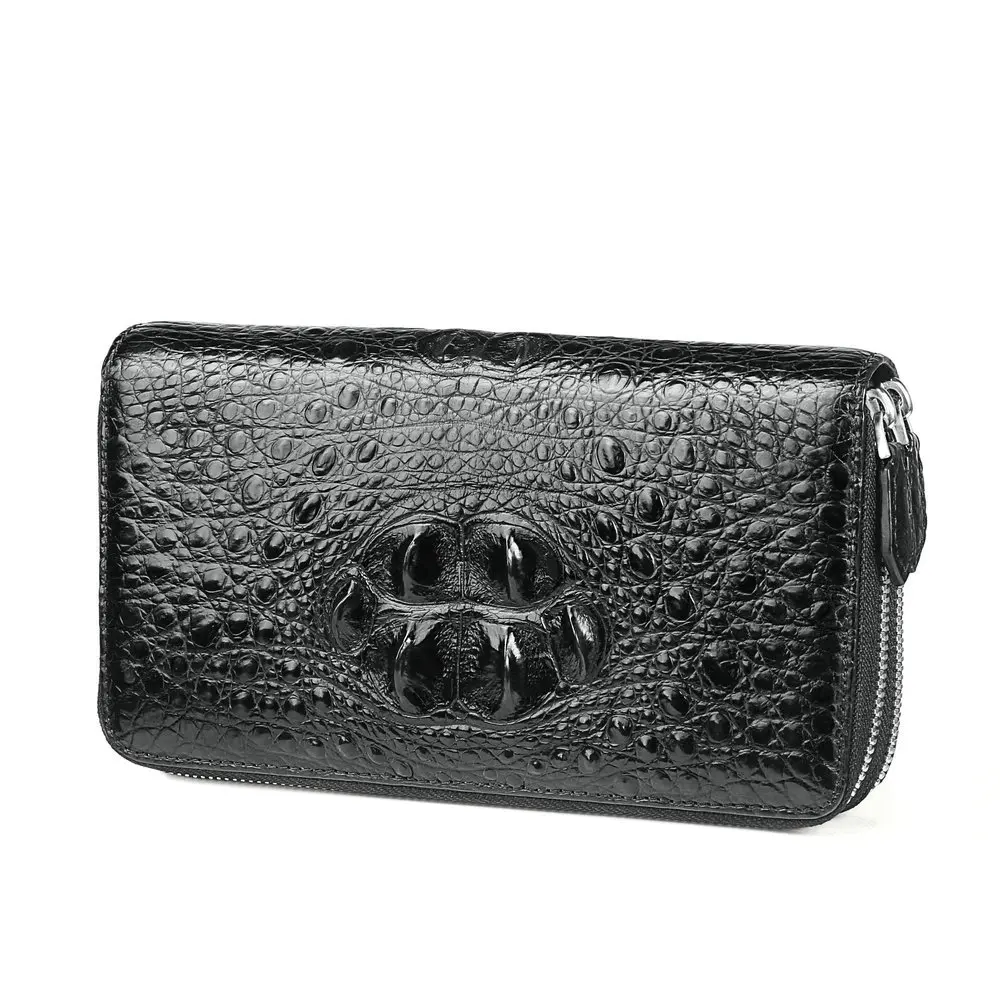 2023 New Crocodile Leather Men\'s Clutch Real Leather Business Casual Men\'s Handbag Large Capacity Double Zipper Long Wallet 45