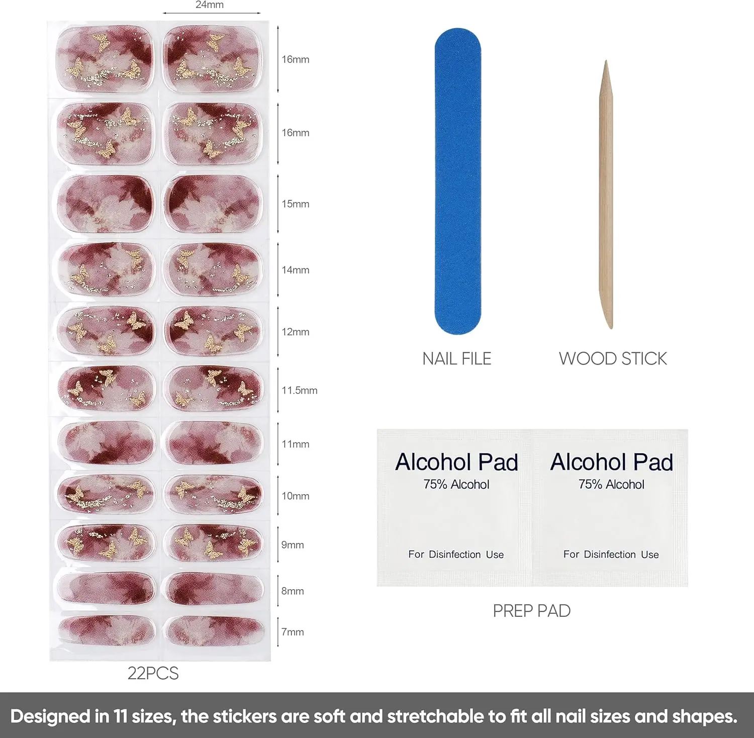 16/22 Półutwardzone naklejki na paznokcie w stylu francuskim, złoto-srebrne, brokatowe, żelowe, trwałe, ekologiczne, do manicure, wymagają lampy UV, naklejki na paznokcie, naklejki na palce.