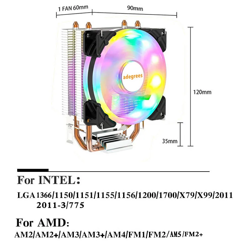 X99 CPU Air Cooler 3PIN/4PIN PWM PC Processor Ventilador For Intel LGA 1151 1155 1200 X79 1700 2011 AM5 AM3 AM4 RGB Cooling fan
