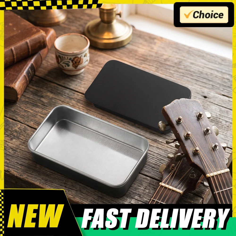 Pick Storage Tin Box 2 Pack Slide Open Guitar Pick Holder Stores 30 Picks with 5 Celluloid 0.7mm Picks Guitar Set