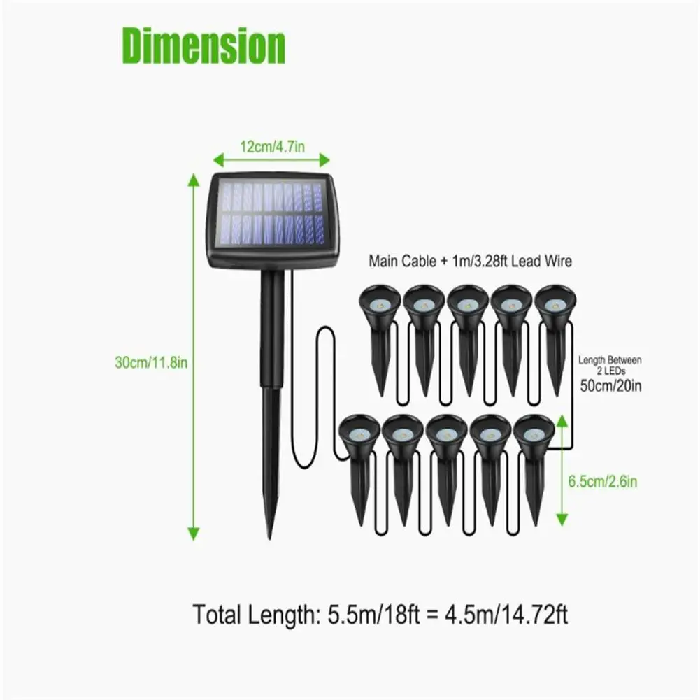 Solar Spot Lights LED Solar Landscape Spotlights 10-in-1 Waterproof Solar Landscaping Light for Yard Garden Driveway Patio Lawn