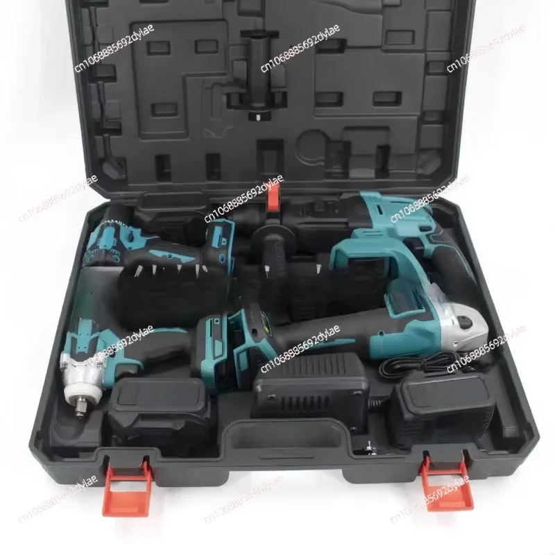 Lithium Battery Brushless Combination Tool 4-piece Set, Electric Hammer Wrench, Electric Drill, Angle Grinder