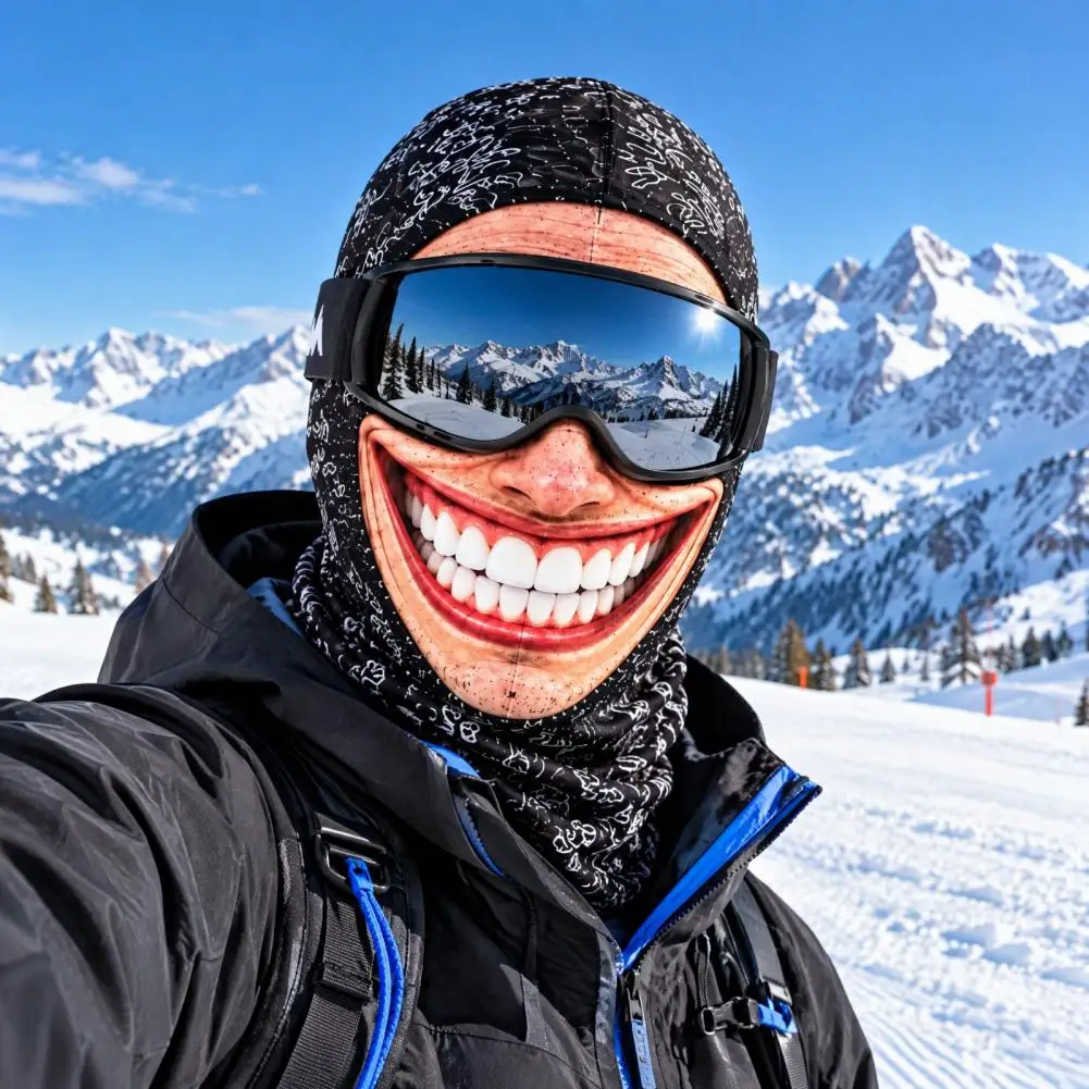 3D Printed Grandpa Face Ski Balaclava, Fleece Lined Warm Windproof Full Face Mask, Funny Prank Headwear for Outdoor Sports & Cos