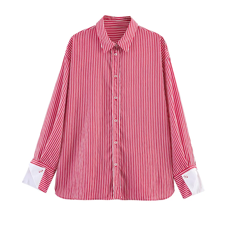

Summer Women's Casual Striped Blouses Top 2026 New Fashion Long Sleeved Loose Shirts Top Elegant Women's Shirt