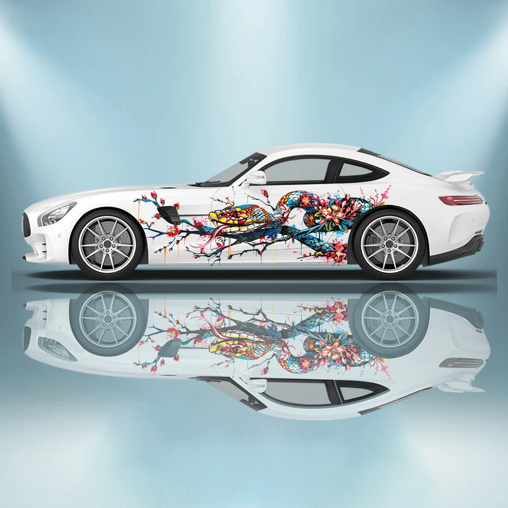 Branch Flower Snake Car Side Vinyl Wraps Decal Self-adhesive PVC Sticker Suitable for Trucks SUV Decoration Auto Accessories