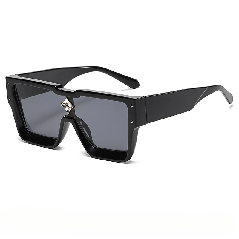 8630 Large Frame Fashionable Sunglasses One-Piece Square Frame Sunglasses Female Personality Diamond Beige Nail Sunglasses image 3