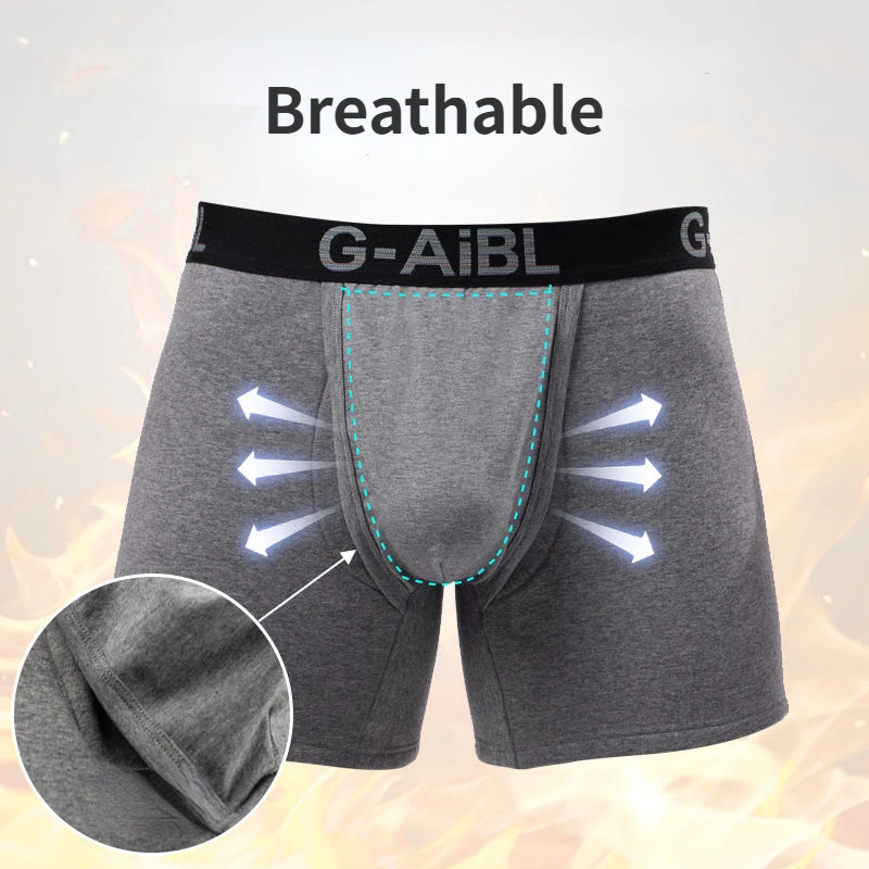 Man Sexy Underwear with Penis Hole Winter Thermal Penis Pouch Breathable Lingerie U-Convex Underpants Fleece Keep Warm Boxers