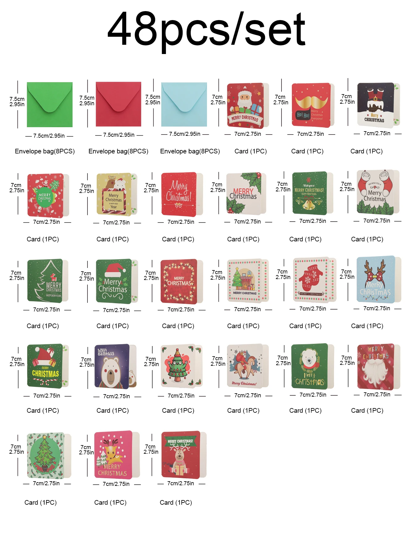 New Year Christmas Eve Christmas Greeting Card Small Mini Blessing Thank You Message Card Christmas Tree Hanging Card Wish Card