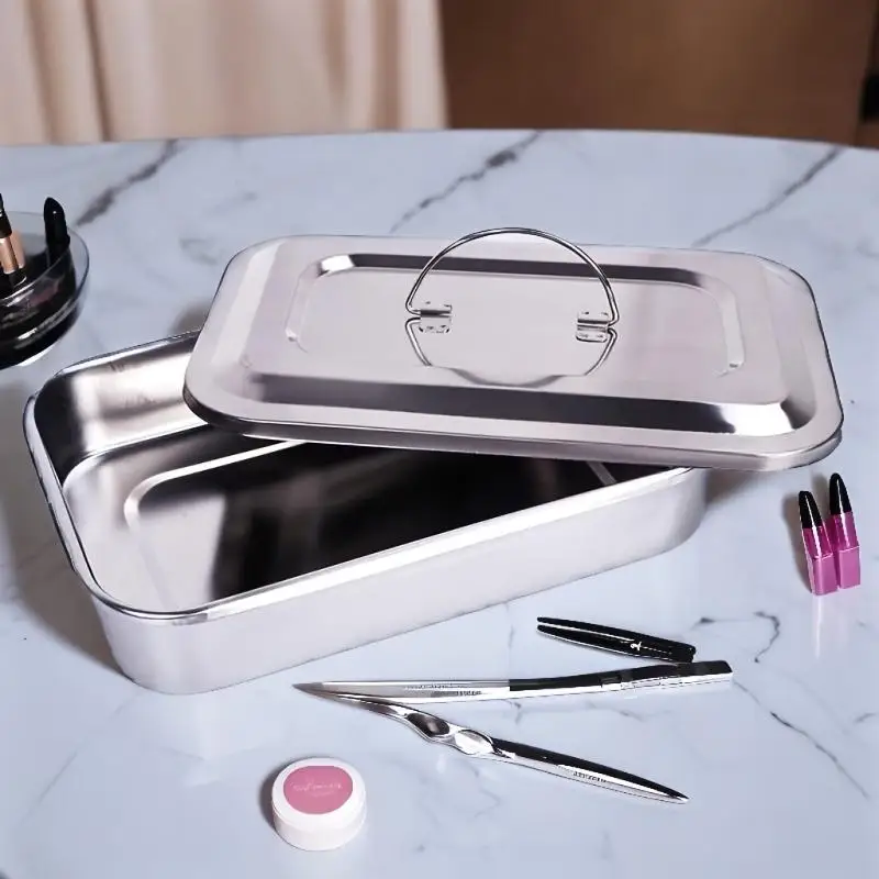 صينية الأسنان غطاء التمريض الجراحي المعدات الطبية حاوية معقم لصندوق تخزين طبيب الأسنان أداة من الفولاذ المقاوم للصدأ