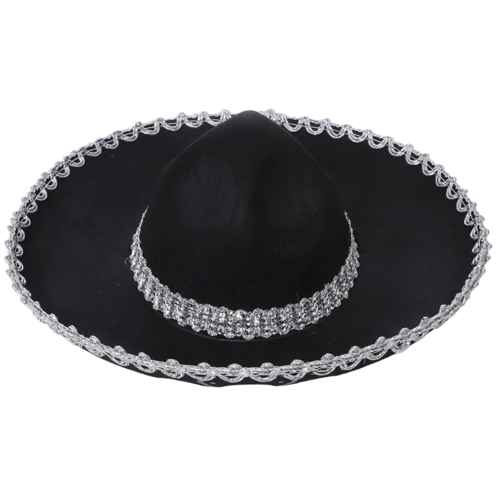 Adults Kids Mexican Hat Metallic Braid Wide Brim Skull Patterned Corned Hat Festival Costume Accessory for Halloween Carnival