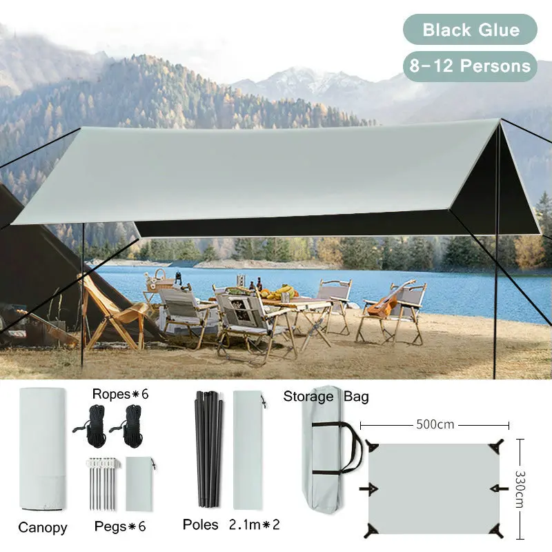 Outdoor Waterproof Tent Shade Garden Sunshade Canopy Camping Hammock Rain Fly Beach Tarp Awning Sun Shelter 8-12 Persons