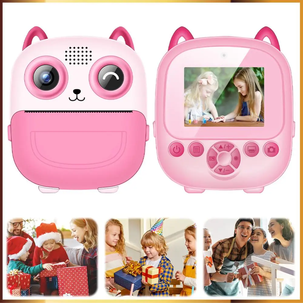

6 In 1 Cute Digital Camera Type-C Rechargeable Portable Video Camera 1300mAh Mini Instant Print Camera Christmas Birthday Gifts